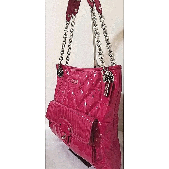 Coach Handbags - COACH F19830 Poppy Quilted Liquid Gloss Hot Pink
